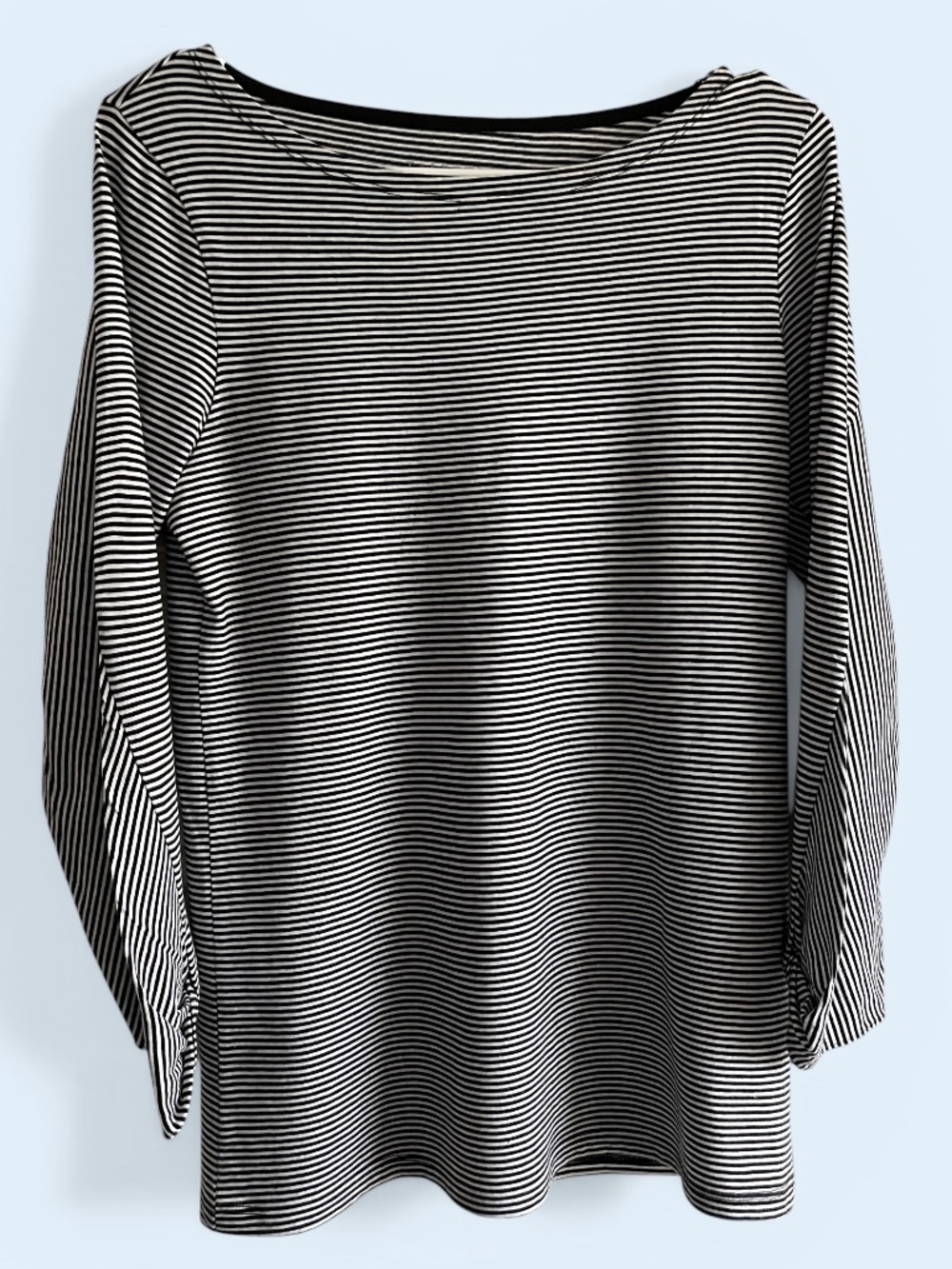 Talbots Black and White Long Sleeve Striped Cotton Modal Tee Size Small